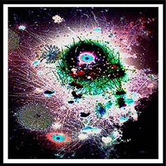 Image similar to a nebula with expanding galaxies and stars