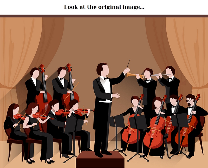 image of conductor and orchestra in spot the differences game